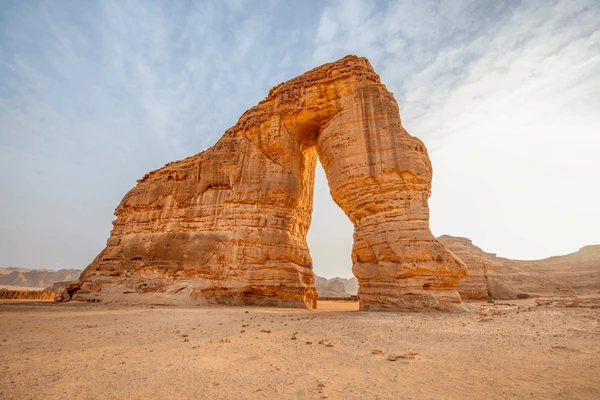 Natural sandstone formation resembling an elephant at Al Ula, Saudi Arabia